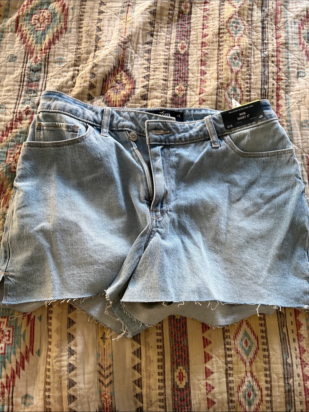 Hollister Light Blue Denim Frayed Hem Shorts